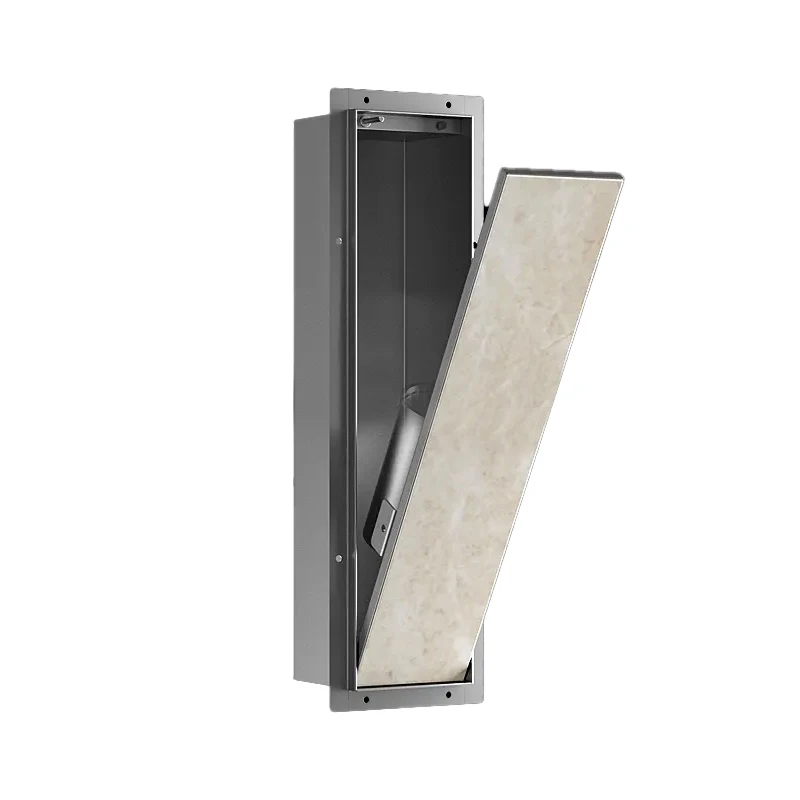 Invisible Toilet Brush Holder - 304 Steel Flush Mount Niche for Tile, Space-Saving Bathroom Storage (No Gap Design)
