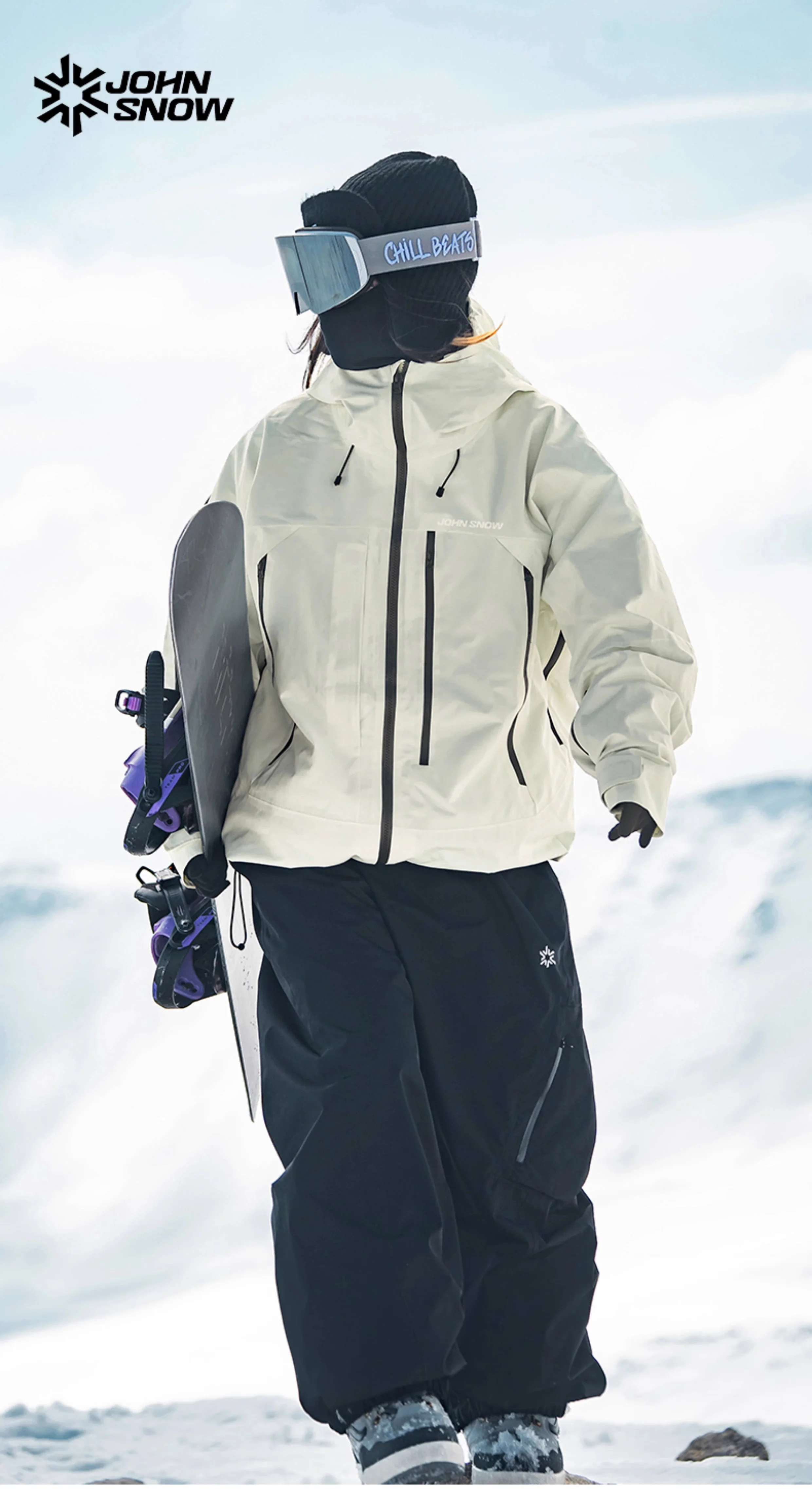 John Snow Wasserdichtes Skianzug-Set für Damen und Herren, wärmeisolierte Snowboardjacke, Hose, Ski-Outfit für Wintersport – Detail 2