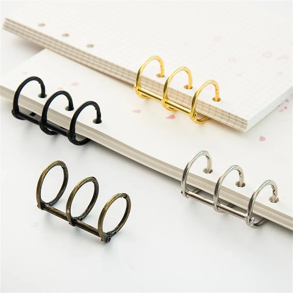 2pcs 3 Holes Loose Leaf Binder Rings Circle Rings Binding Scrapbook Binding Buckle Hoop Photo Album Ring Binder Stationery