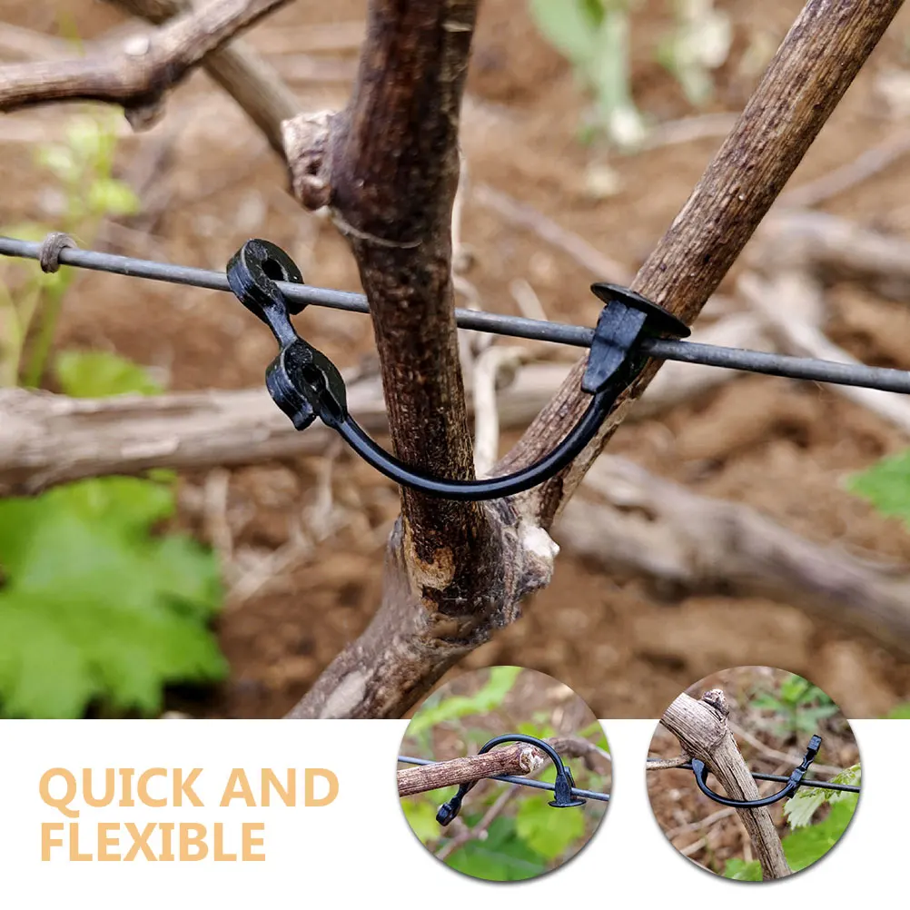 

Garden Plant Clips for Supporting Stems Climbing Plastic Tomato Vine Buckle Black Small Tie Branch Flexible Durable