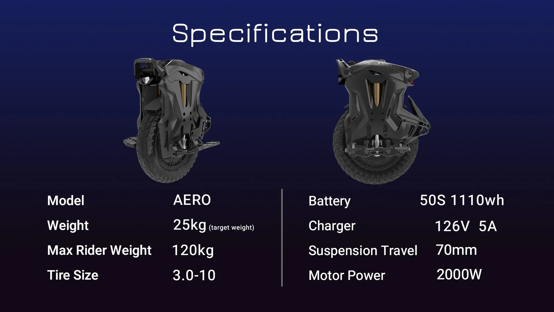 Nosfet Aero 126V 1110Wh 50S Batterie 2000W Elektromotor Einradreifen 3.0-10 IPX6 Wasserdichtigkeit Nosfet Aero Elektro-Einrad – Detail 14