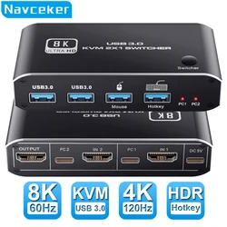 2023 Best HDMI 2.1 KVM Switch 4K 120Hz HDMI USB KVM Switch Dual Port USB HDMI 2.1 Switcher 2 x1 4K 60Hz 8K 60Hz 2 PC 1 Monitor