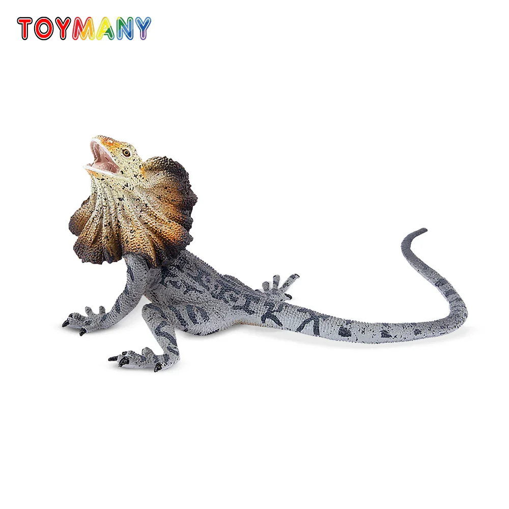 Toymany Simulation Frilled Lizard Wildlife  Animal Model Toy Mini Figures Dolls Action Figurines Toys Children Gift Cake Decora