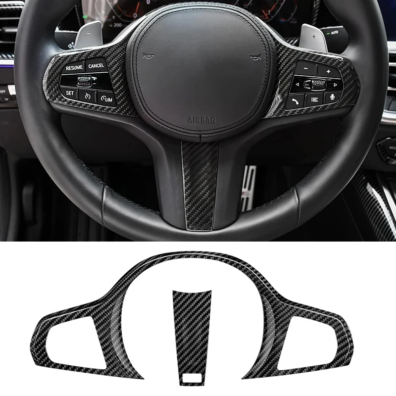 Carbon Fiber Car Steering Wheel Panel Decoration Cover Trim Fit For BMW 3/4/5/6/7Series G20 G30 G32 G80 G02 F90 F98 X3M X4M