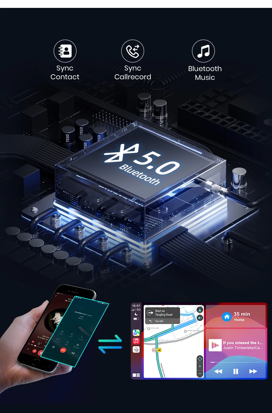 Junsun Kabelloses CarPlay Android Auto Autoradio für Opel Corsa F 2019 2020 2021 2022 2023 GPS Multimedia 2-DIN-Systeme Stereo – Detail 15