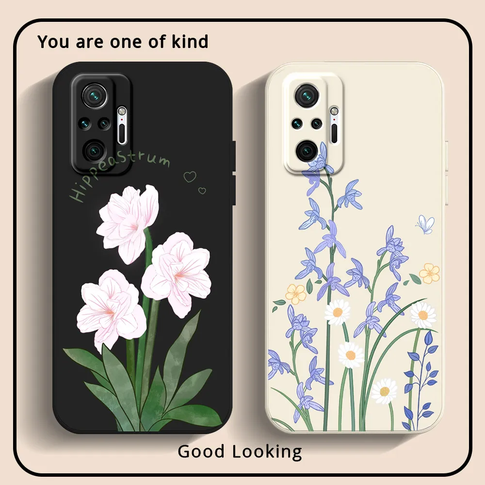 Phone Case For Xiaomi Redmi Note 10 Pro 4G 5G Note 5 7 8 9 Pro Note 10S 8T 9S 7S 9T Case Cover Shockproof Soft Silicone Flower