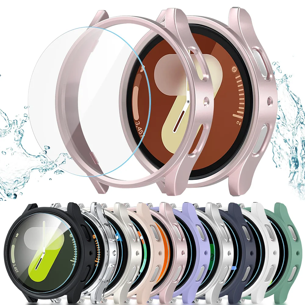 Custodia in vetro temperato + PC per Samsung Galaxy Watch 7/6/5/4 FE 44mm 40mm 3DF copertura completa protezione schermo paraurti shell + pellicola Accessori