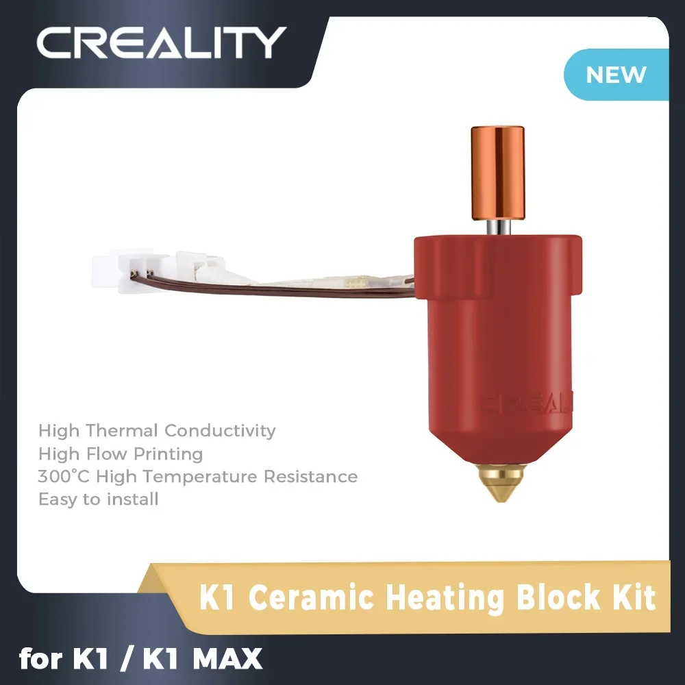 Creality K1 Ceramic Heating Block Kit Premium Material 300°C High Tem/Flow Printing Uniform Feeding for K1/K1MAX 3D Printer