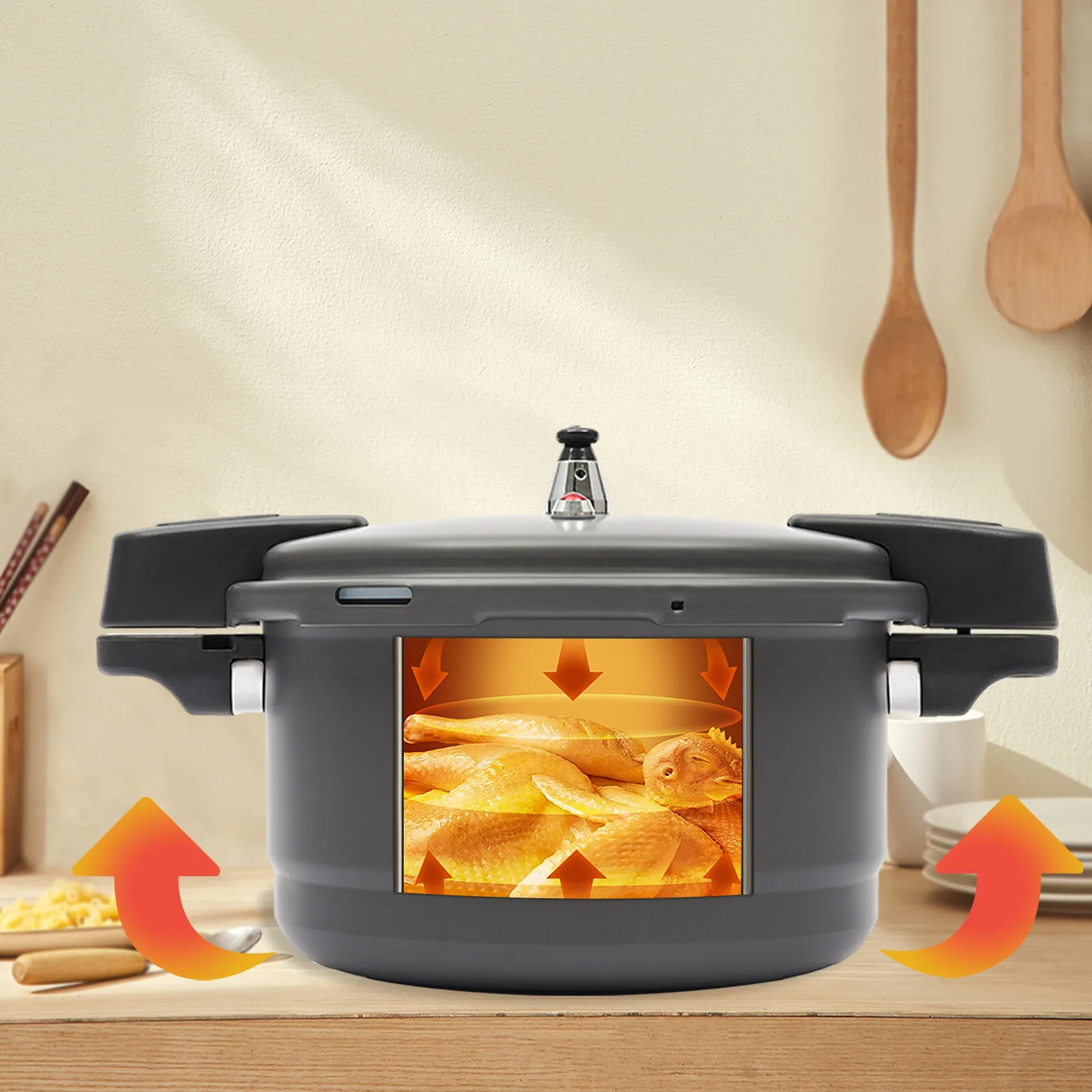 طنجرة الضغط، علبة الضغط مع مؤكسدة صلبة 9.5 لتر، طنجرة الضغط مع أجهزة حماية صمام الربيع