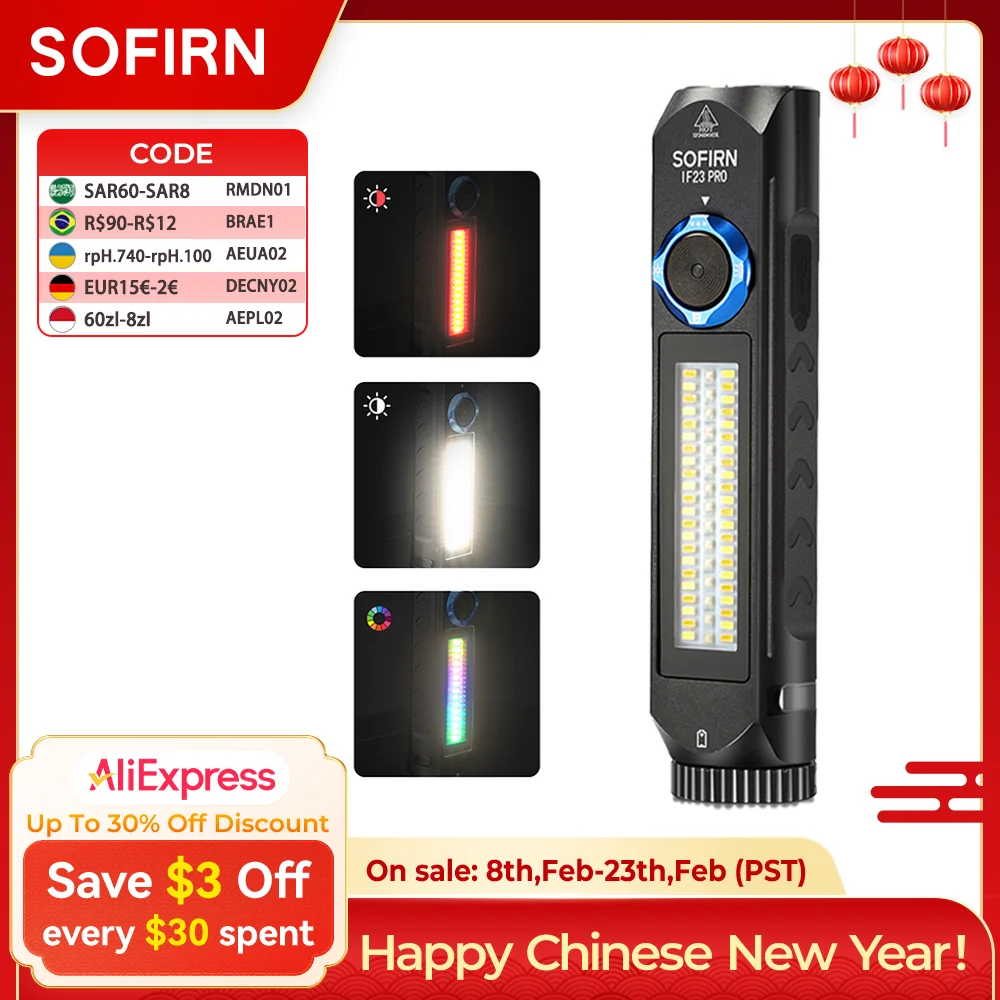 

Sofirn IF23 PRO RGB фонарик 21700 USB аккумуляторный фонарь XHP70B 5000 лм мощная светодиодная лампа Powerbunk с магнитом IP66