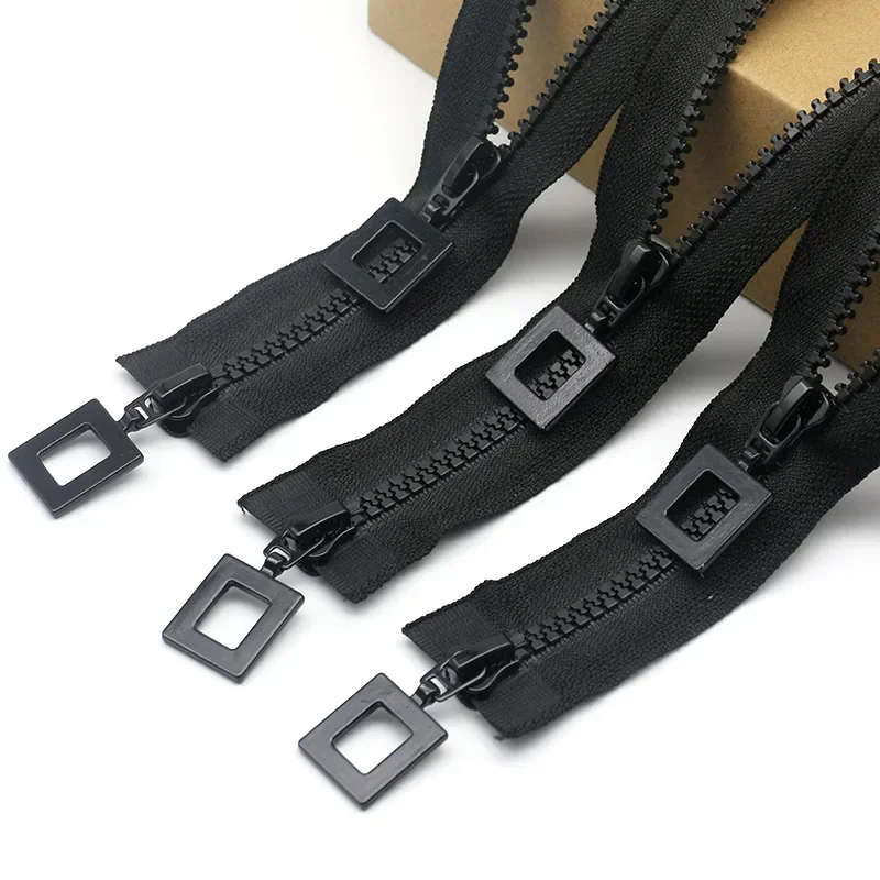 5# Double-slider Resin Zipper Open-end Durable Black Resin Teeth Zipper Suitcase Jacket Sewing Accessories