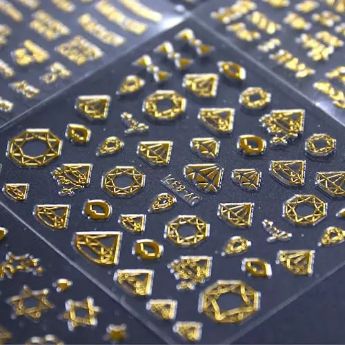 30 fogli Gold Star Moon Nail Art Stickers 3D autoadesivi red lip Nail decalcomanie acrilico Flower Leaf Line Diamond Nail Stickers