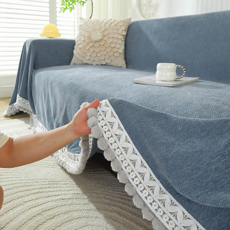 Herringbone Pattern Chenille Solid Color Sofa Towel Cover Sofa Cushion Thickened All Season Universal Home Textile