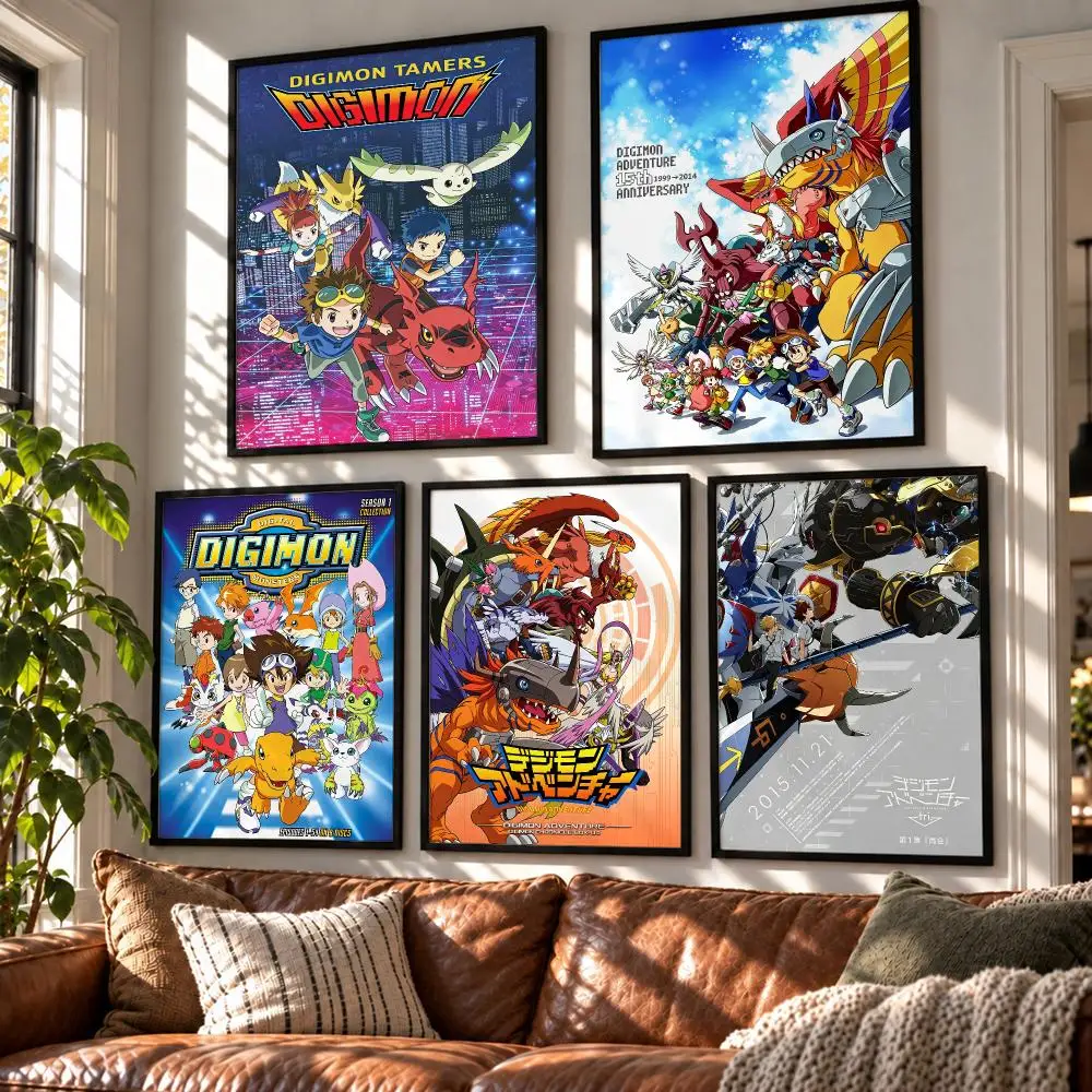 anime Digimon Digital Monster Poster HD Poster Self Adhesive Waterproof Wall Art Print Bedroom Living Room Modern Decor Gift