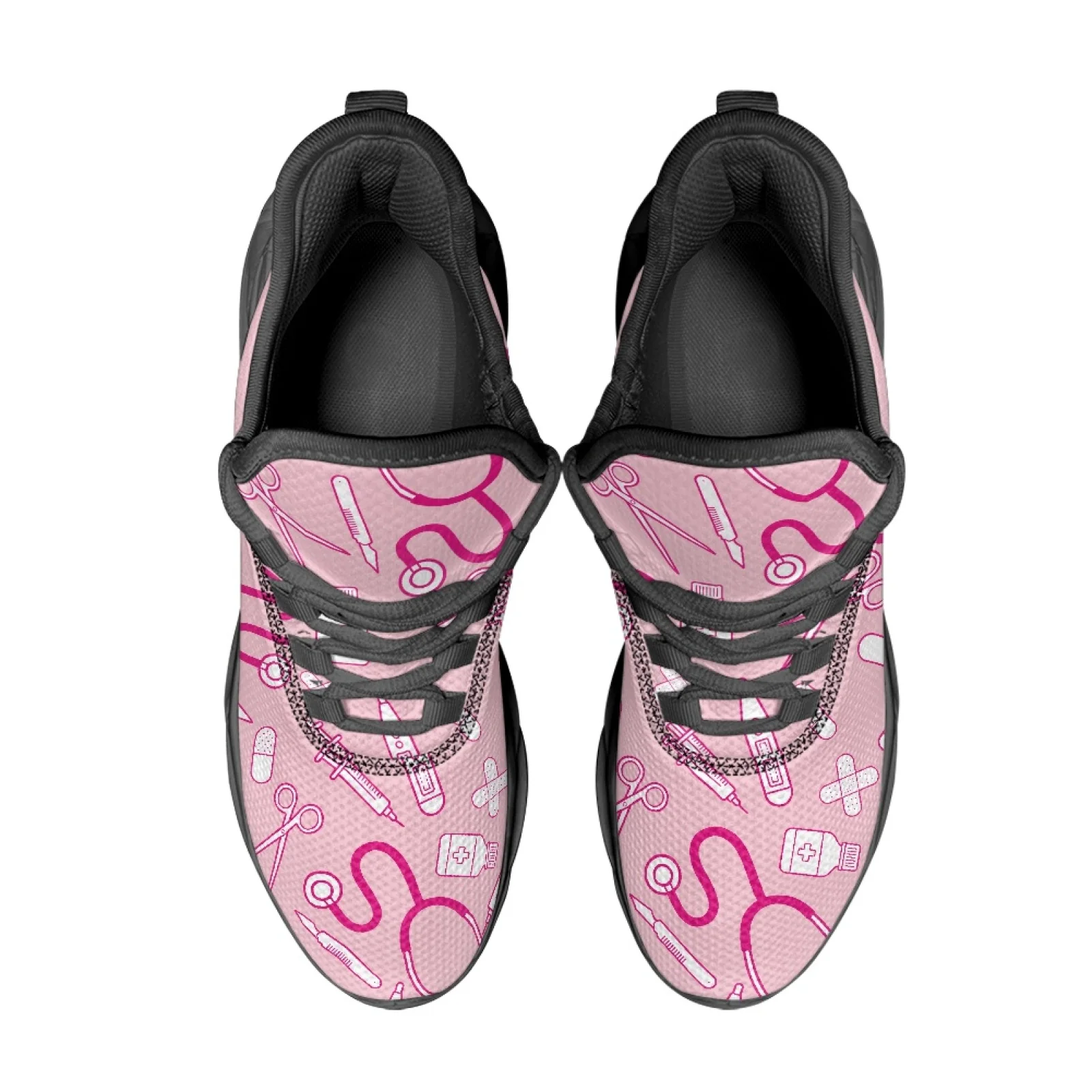 PENSTROLL Pink Medical Icons Casual Mens Running Shoes for Jogging Mesh & EVA Men's Sport Trainer Fashion Sneakers