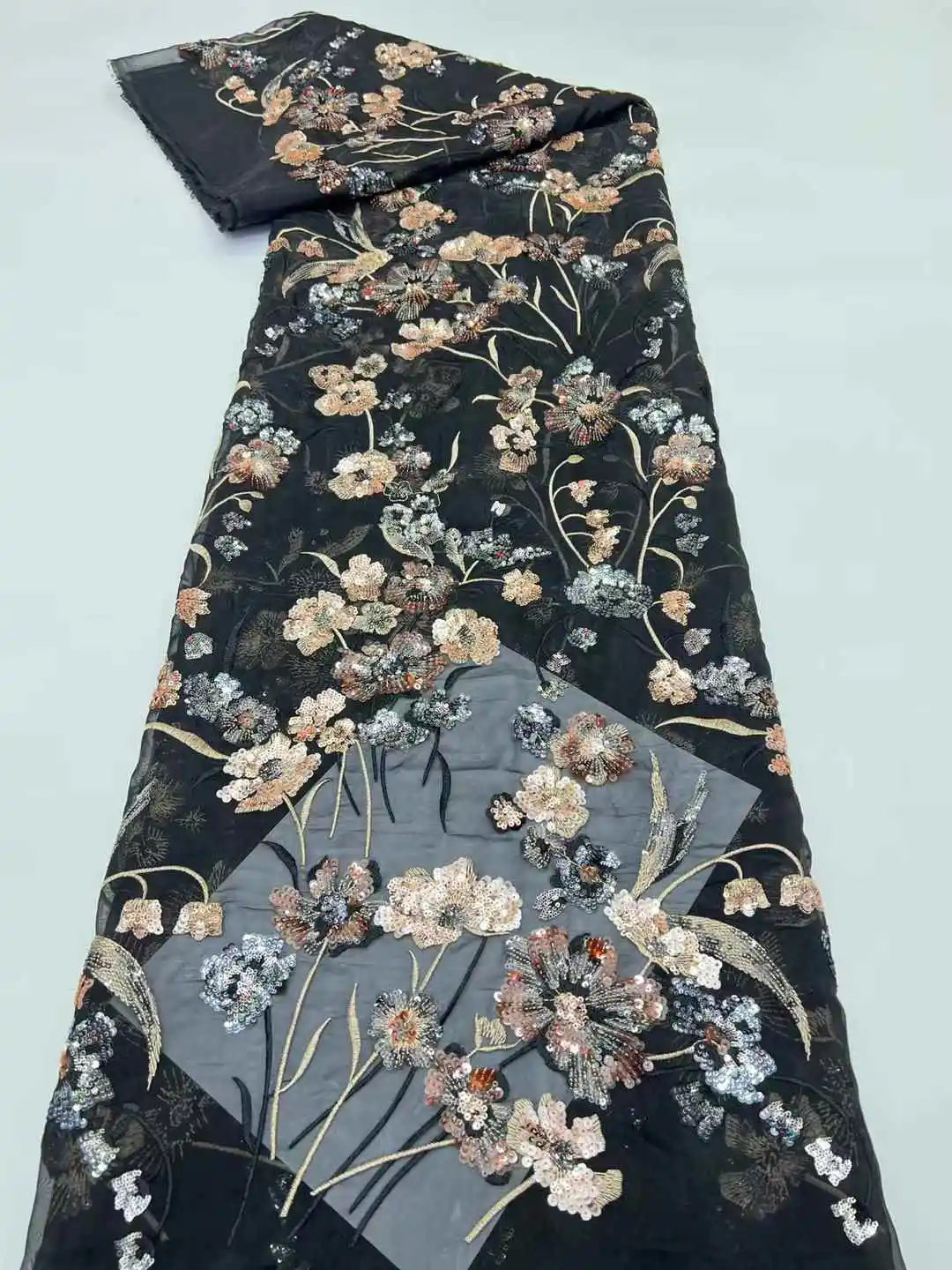 قماش دانتيل تول أفريقي فاخر مع تطريز ترتر فرنسي دانتيل عالي الجودة لمواد الخياطة