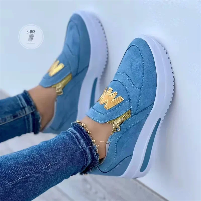 Flat Shoes for Women Casual Sneakers Zipper Platform Shoes Plus Size Vulcanized Shoe Zapatillas Mujer Sapato Plataforma Feminino