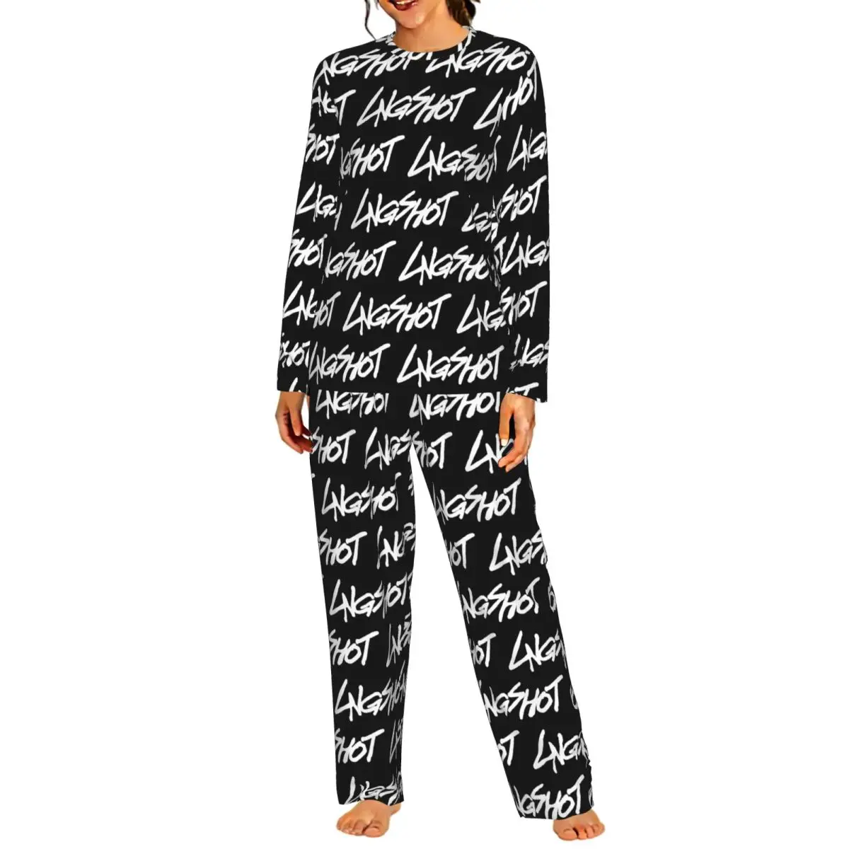 Vintage 4shoboiz Group LNGSHOT 7 Round Neck Long Sleeve Nightgowns for Sleeping Sleepshirts Women Loose Pajama Set Long Pants