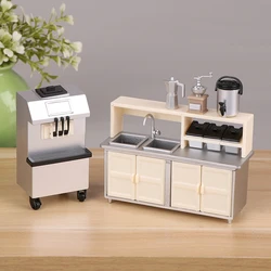 1:12 Dollhouse Miniature Beverage Shop Workbench Simulation Blender Coffee Grinder Toaster Oven Ice Cream Machine Model DIY Toys