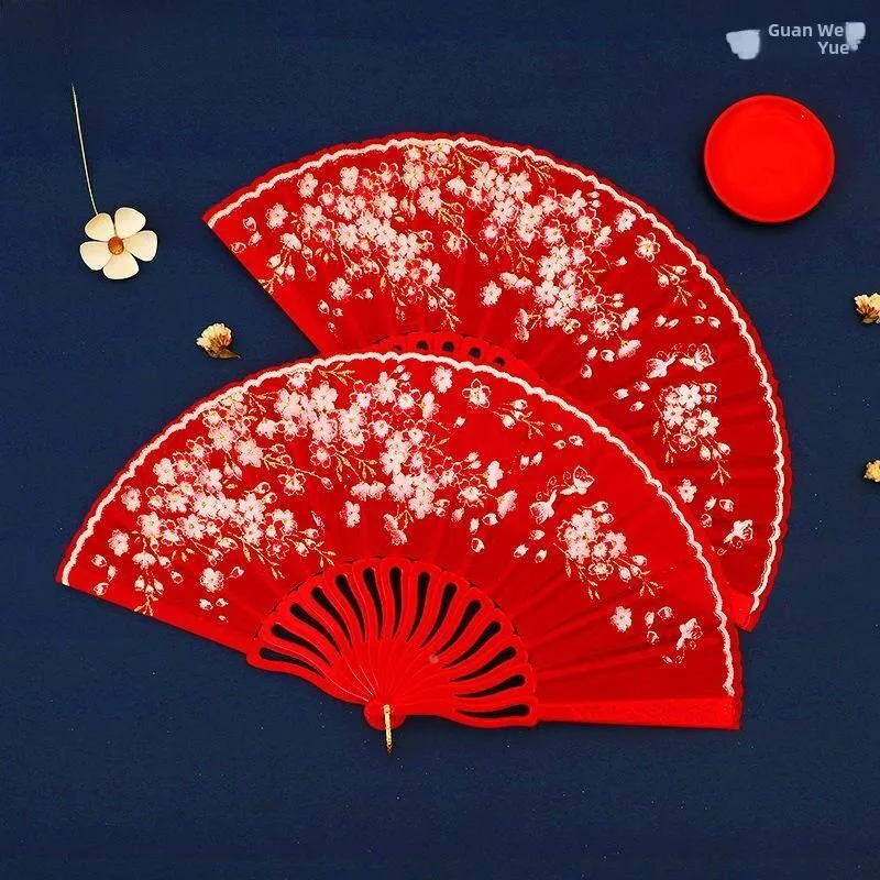 Plastic Dance Fan with Plum Blossom Pattern Traditional Chinese Opera Fan Court Style for Women Summer 2025 Handmade No