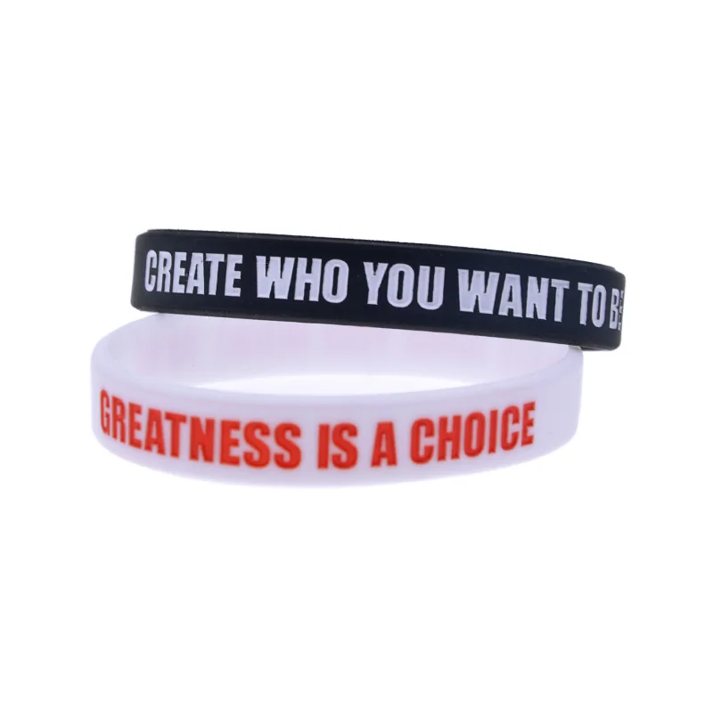 50 Pcs Silicone Wristbands 'Greatness Is a Choice' Motivational Quote Outdoor Sport Band 4 Colors