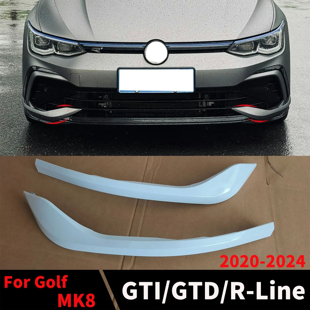 CS Style Fangs Front Bumper Splitter Air Canards For 2020-2024 VW Golf 8 MK8 GTI GTD R-Line Side Spoiler Body Kit Fog Lamp Trim