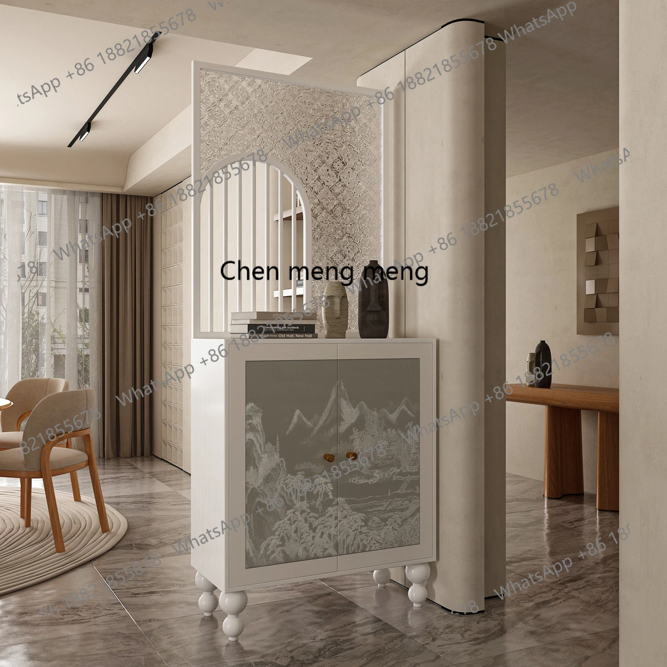 French partition screen solid wood porch cabinet cover household shoe cabinet glass locker storage cabinet