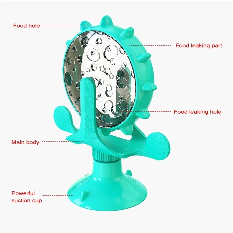 Dispenser per dolcetti giocattolo per gatti con campana divertente ruota girevole alimentatore lento gattino cucciolo giocattoli interattivi per