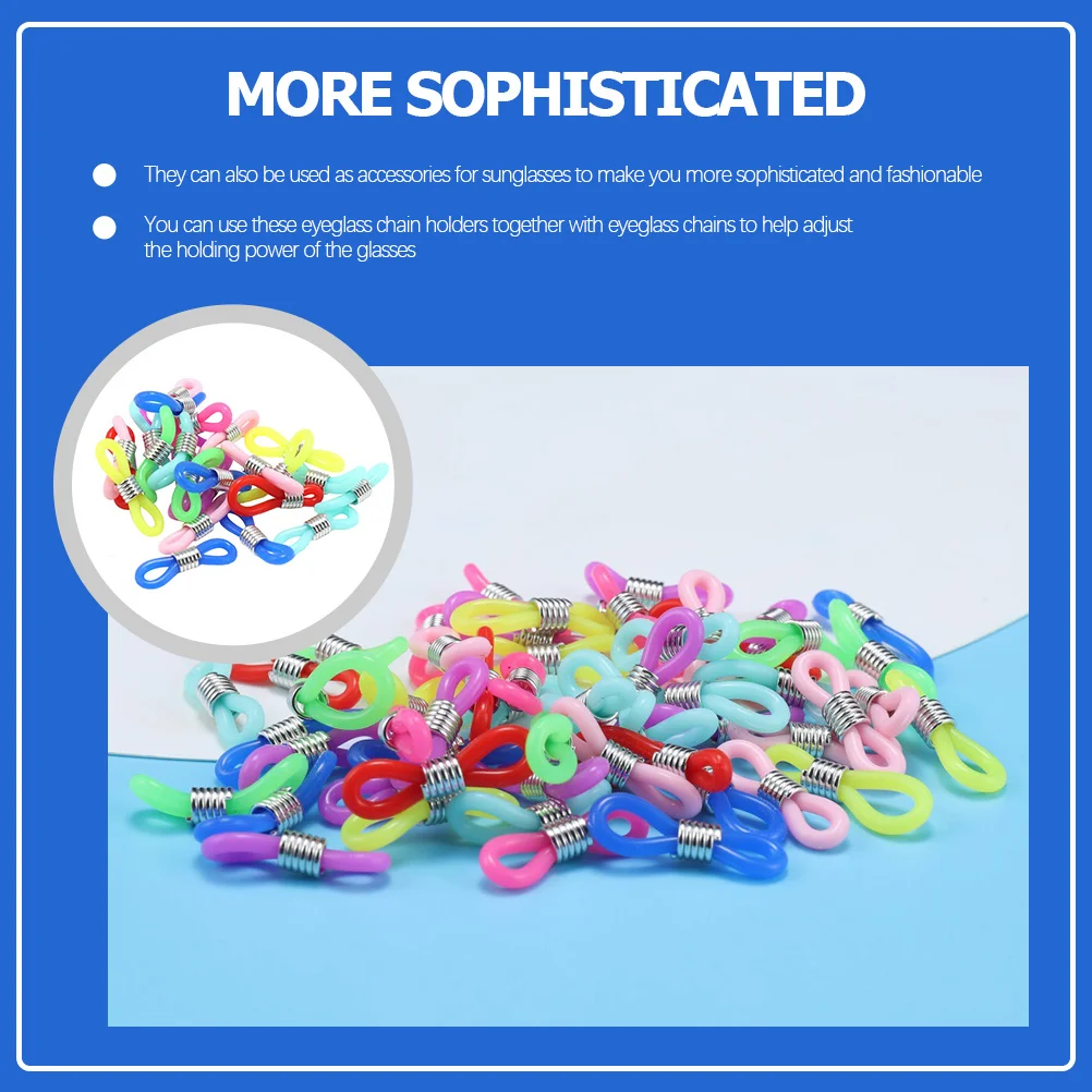 

100Pcs Anti-Lost Chain Buckle for Glasses Rubber Eyeglass Chain Ends Adjustable Secure Fit for Sunglasses and Sports Use