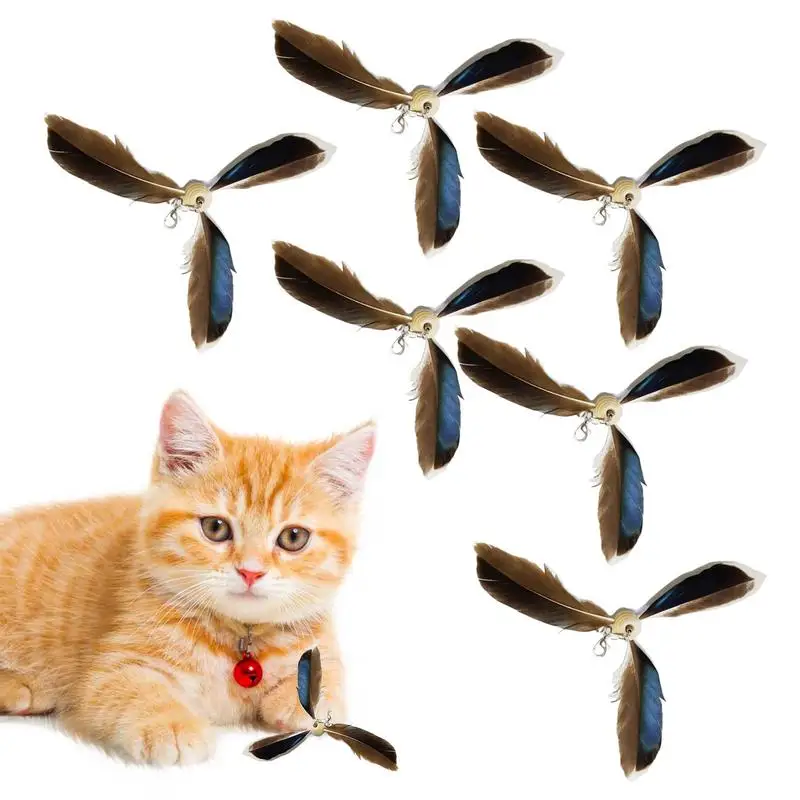 Feather Cat Toy Versatile 6PCS Interactive Cat Toy Cat Teaser Toy Wear-Resistant Cat Wand Toy Teaser Refills Interactive Teaser