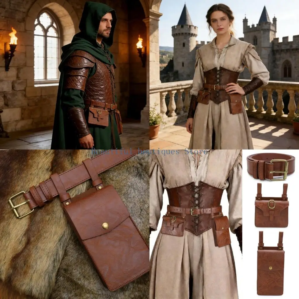 

U4LF Medieval Waistband LARP Cosplay Alchemist Belt for Men Cosplay Supplies Waistband for Photoshoots and Stage