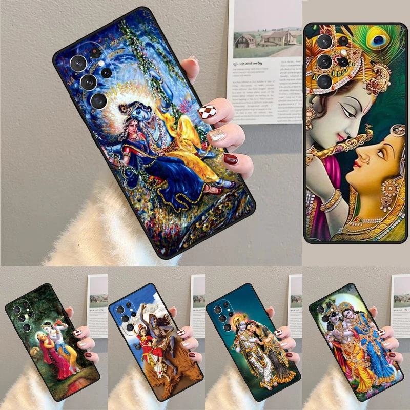 

Cover For Samsung Galaxy S24 S25 Ultra S21 S22 Note 10 20 lite Plus FE S23 Lord Krishna Radha Phone case Coque