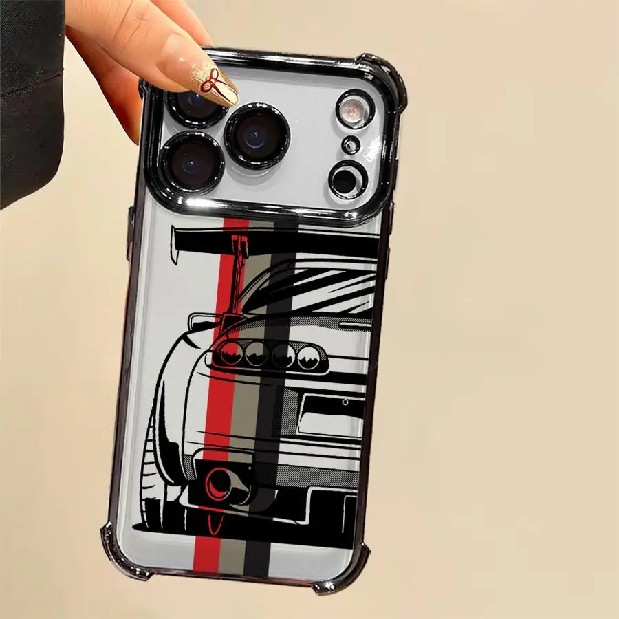 حافظة لهاتف آيفون 13 12 11 برو ماكس 16 15 14 بلس 16e 17 غطاء شفاف لسيارة الانجراف اليابانية