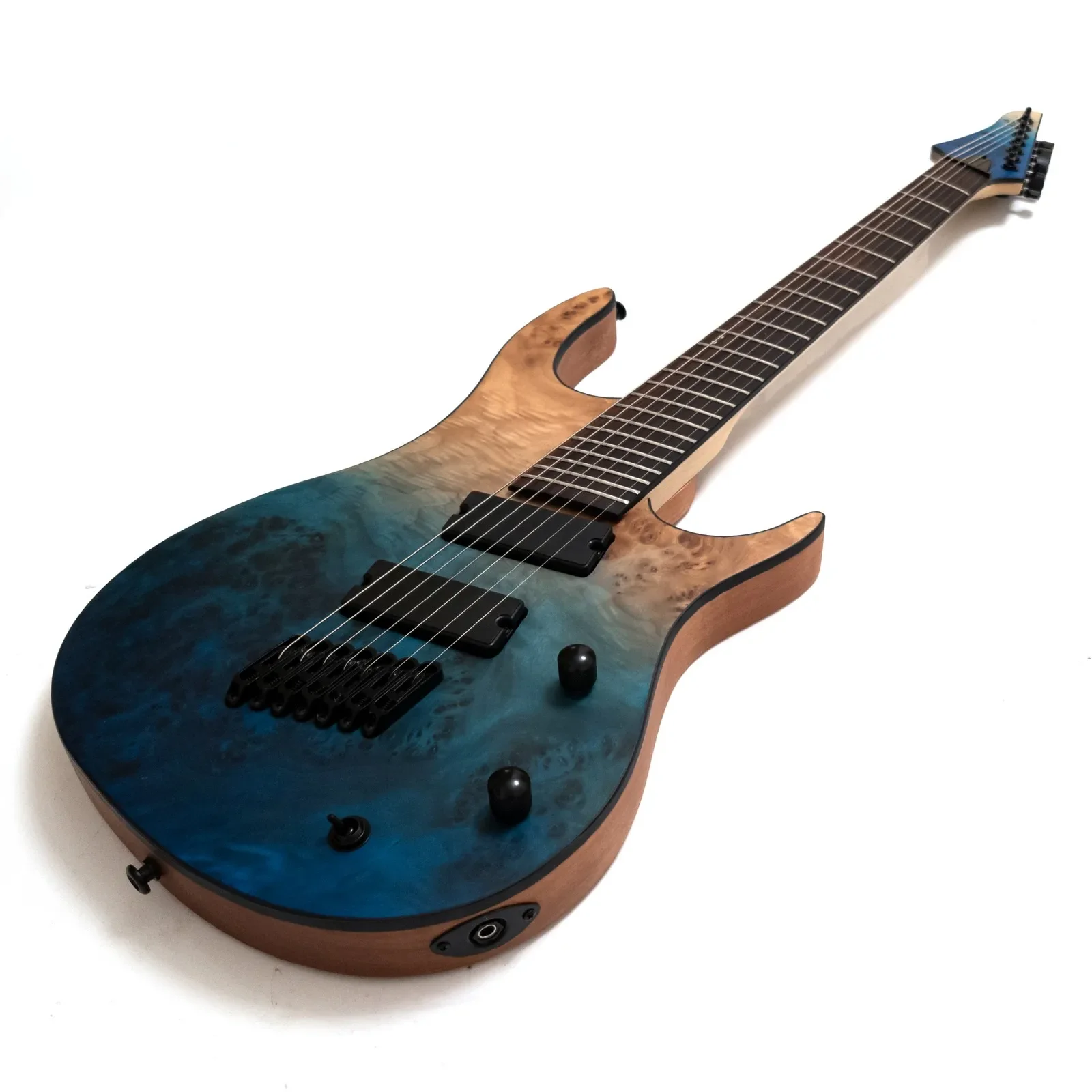

Upgrade 7-String Fanned Fret Electric Guitar 25.5–27" Solid Mahogany Body Poplar Burl Top Stainless Steel Frets Roasted Neck