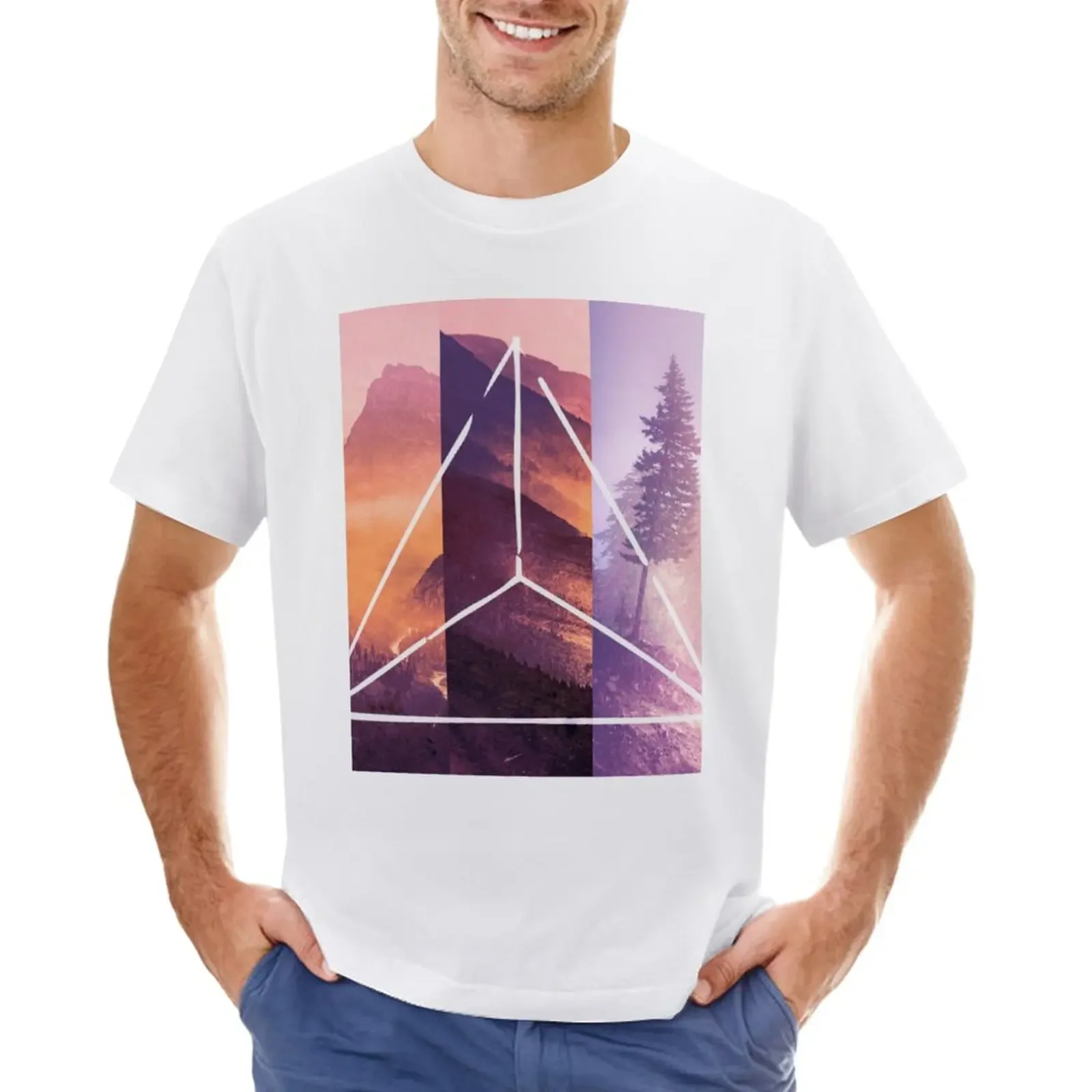 Forest Mountain Trees - Geometric Nature Wildfire Rebirth T-Shirt customs design your own plus sizes oversized t shirts for men