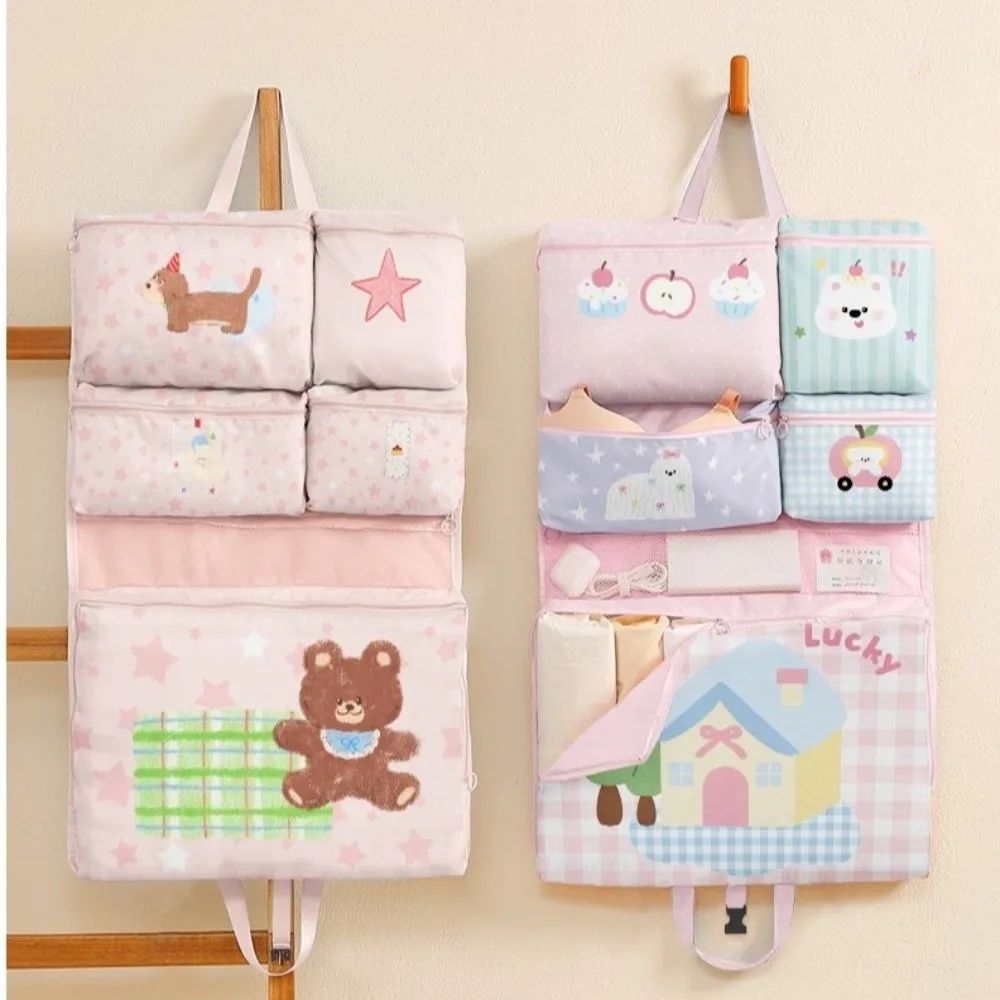 

Foldable Design 7in1 Travel Handbag Large Capacity Washable Luggage Storage Bag Cartoon Pattern Space Saving