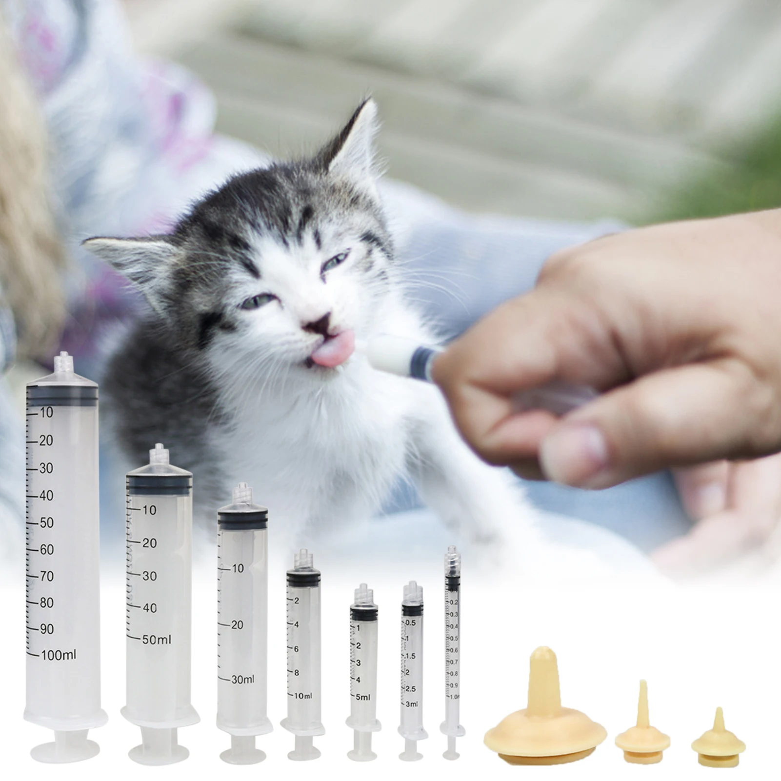 Baby Cat Feeder, Newborn Kitten Dog Hamster Bite Resistant Puppies Quantitative Feeding Artifact Newborn Cat Drinking Bottle