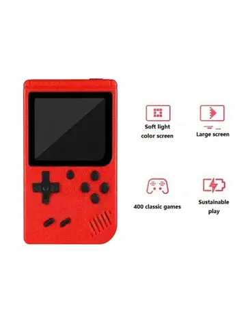 Red Retro Handheld Game Console for Kids  400 Classic Games  Rechargeable   TV-Connectable