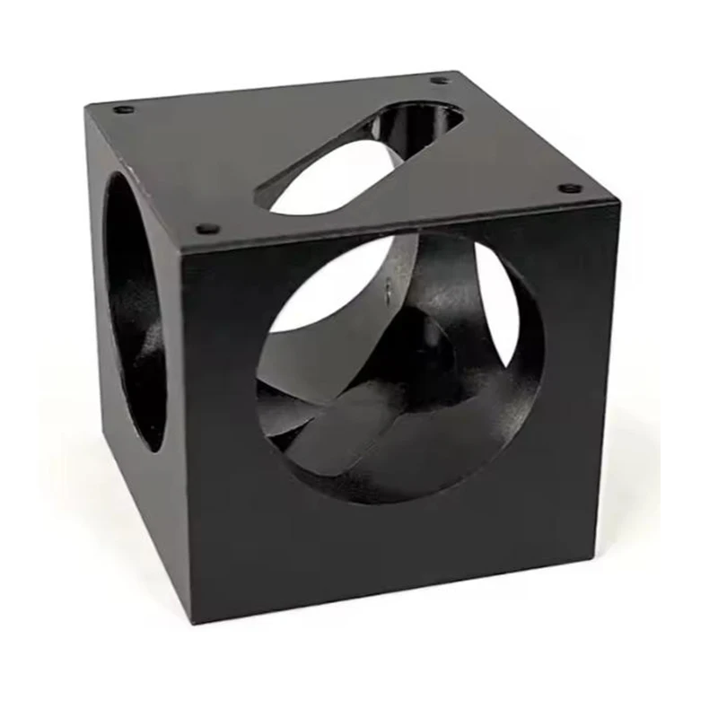 Custom CNC Machining Anodized Black Aluminum Cubic Frame for Mechanical Assembly