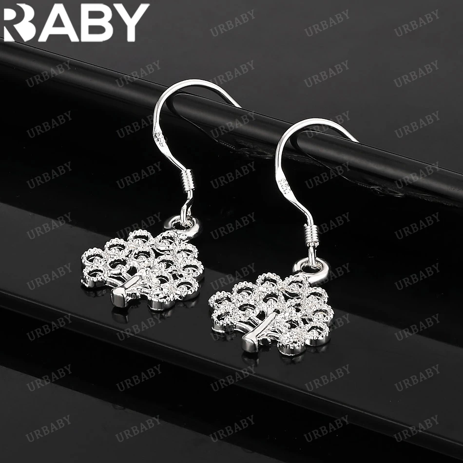 

URBABY 925 Sterling Silver Earrings Tree Zircons Drop Earrings For Women Jewelry Fashion Party and Daily Wear