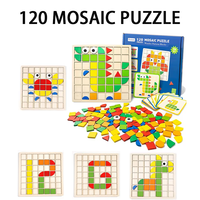 NEW Wooden Mosaic Puzzles Geometric Shapes Building Blocks Pattern With  Ideal For Birthdays Christmas Halloween Toddler's Gifts
