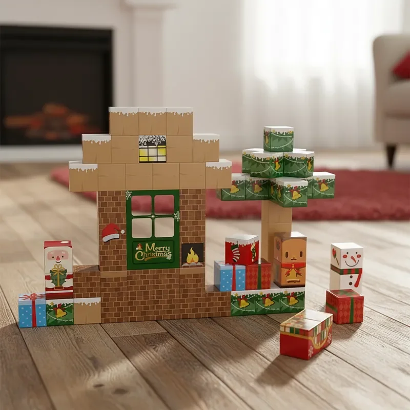 NEW STEM Magnetic Christmas Building Blocks  Santa Claus Scene Model DIY Tabletop Decoration for Kids Birthday Christmas gift