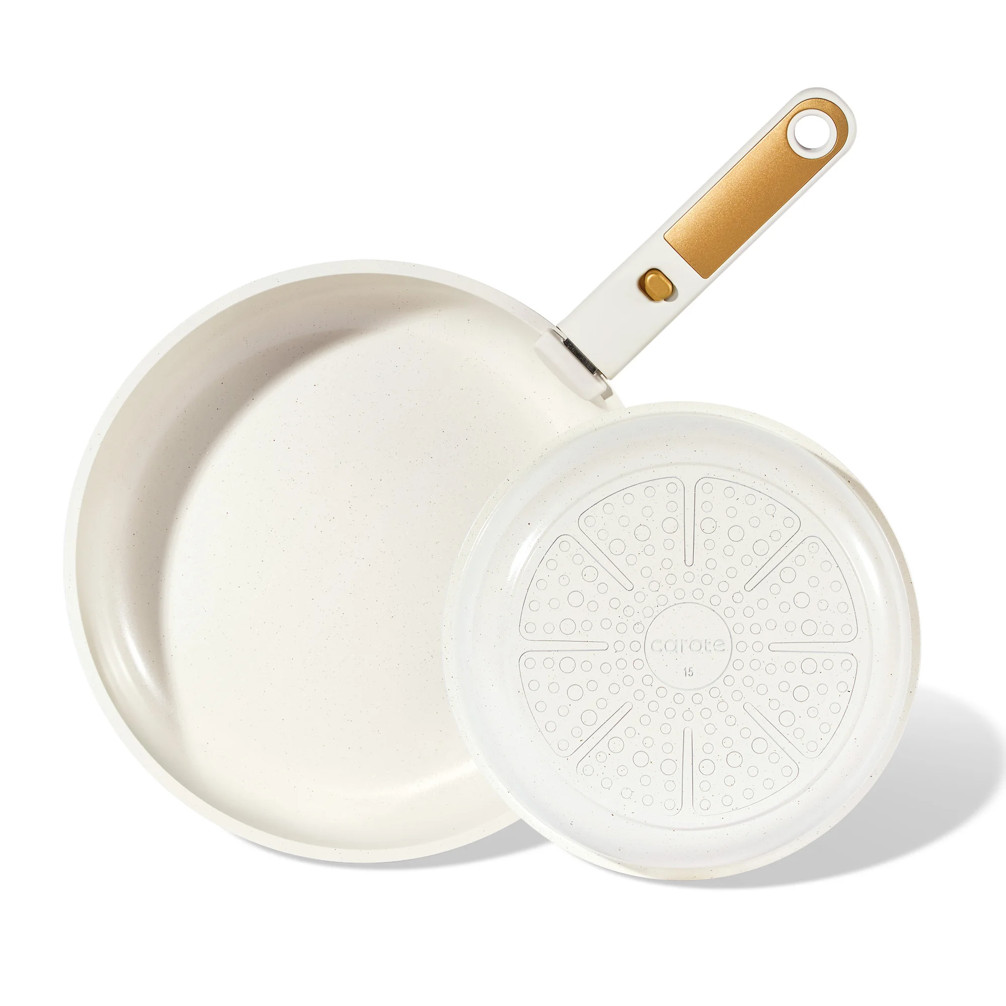 

Ceramic Nonstick Detachable Frying Pans Set, 3 Pieces Non Toxic Cookware Set with Induction, Oven/Dishwasher Safe, Easy for Stor