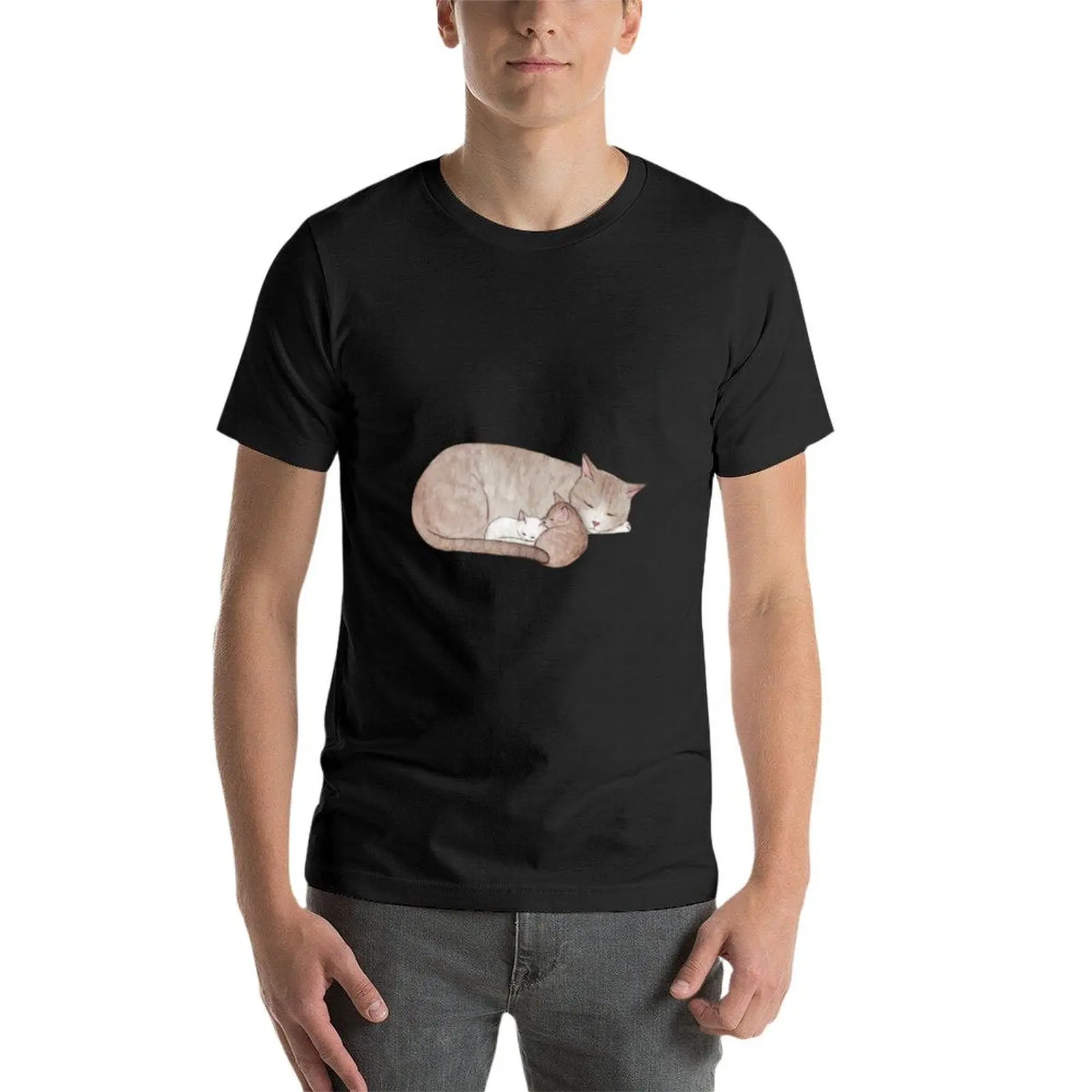 Family cat T-Shirt anime t shirts graphic t shirt vintage anime tshirt street wear anime shirts men