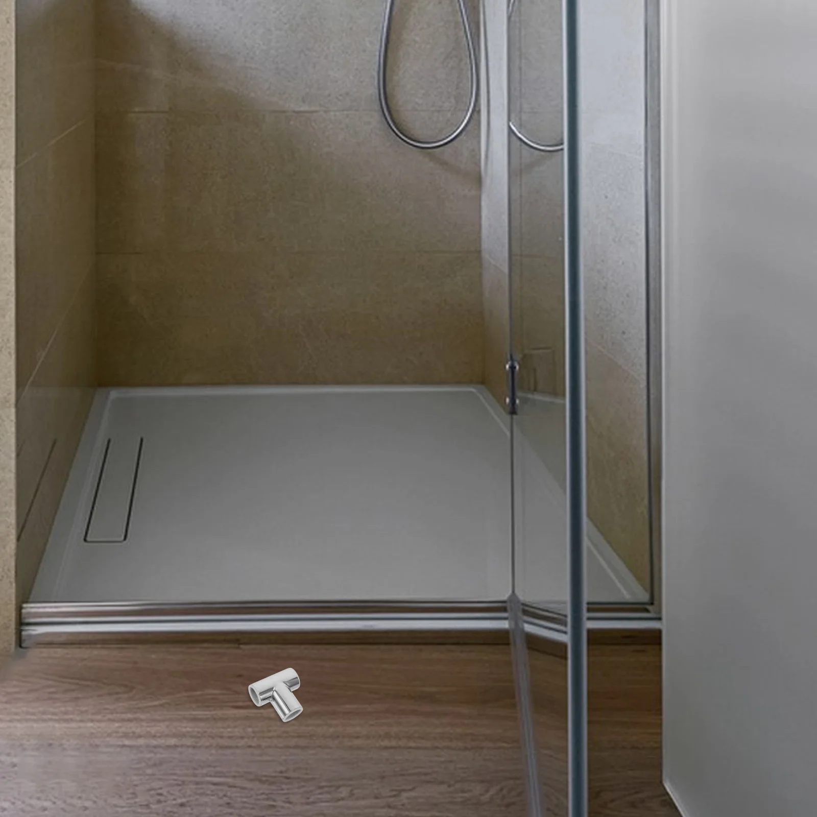 

Stainless Steel Tee Pipe Fitting for Glass Door Corner Connector Bathroom Railing Rod Tube Joint Heavy Duty Shower Fit