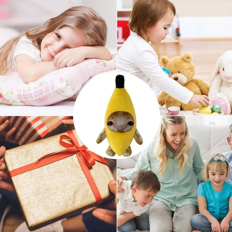 Peluche Banana Cat con viso piangente che rende morbido e divertente gatto felice peluche giocattolo regali di natale per neonati e bambini