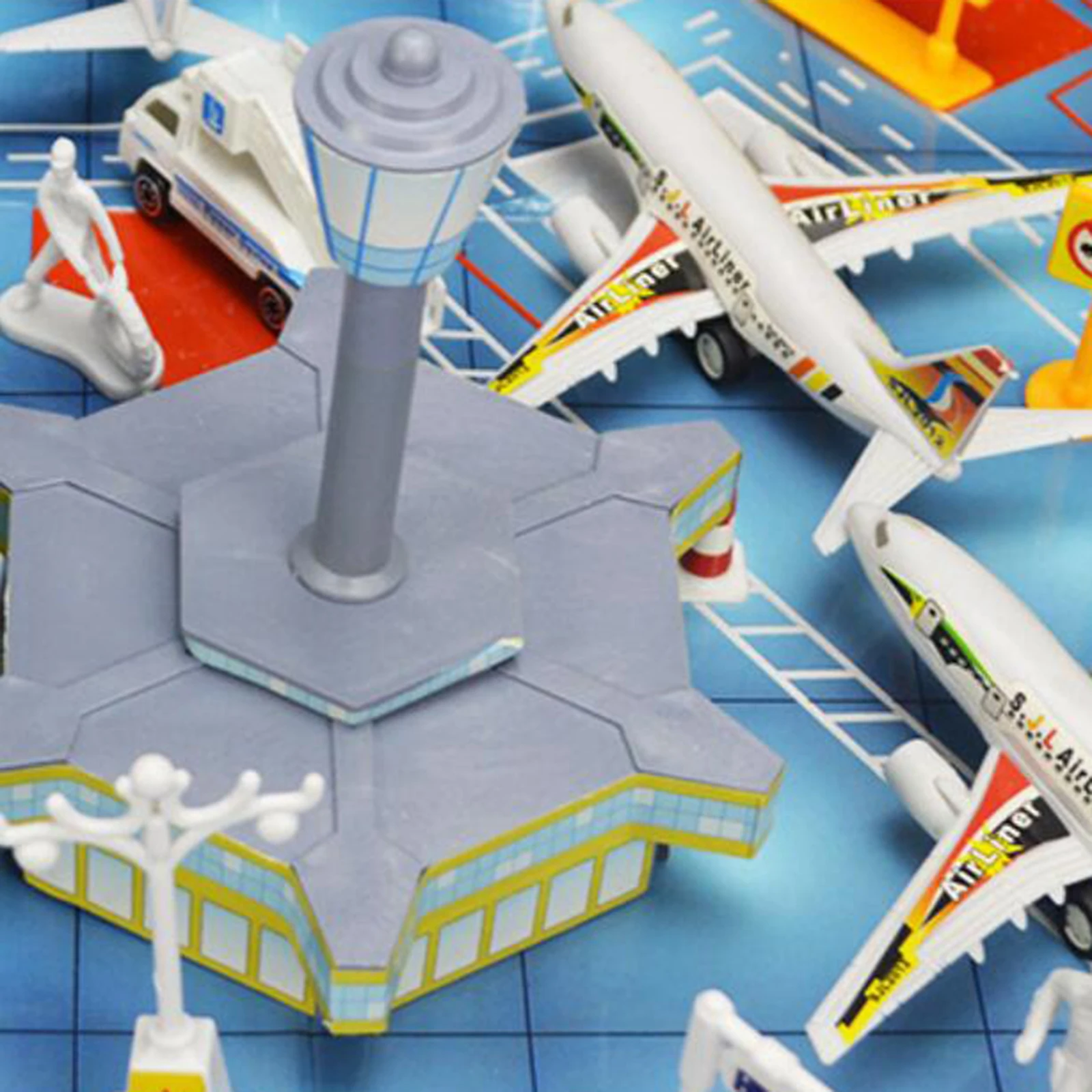 Simulation Airport Scene Toy Airport Assembled Toyst Airplane Aircraft Terminal For Kids Christmas Birthday Gifts Collectibles