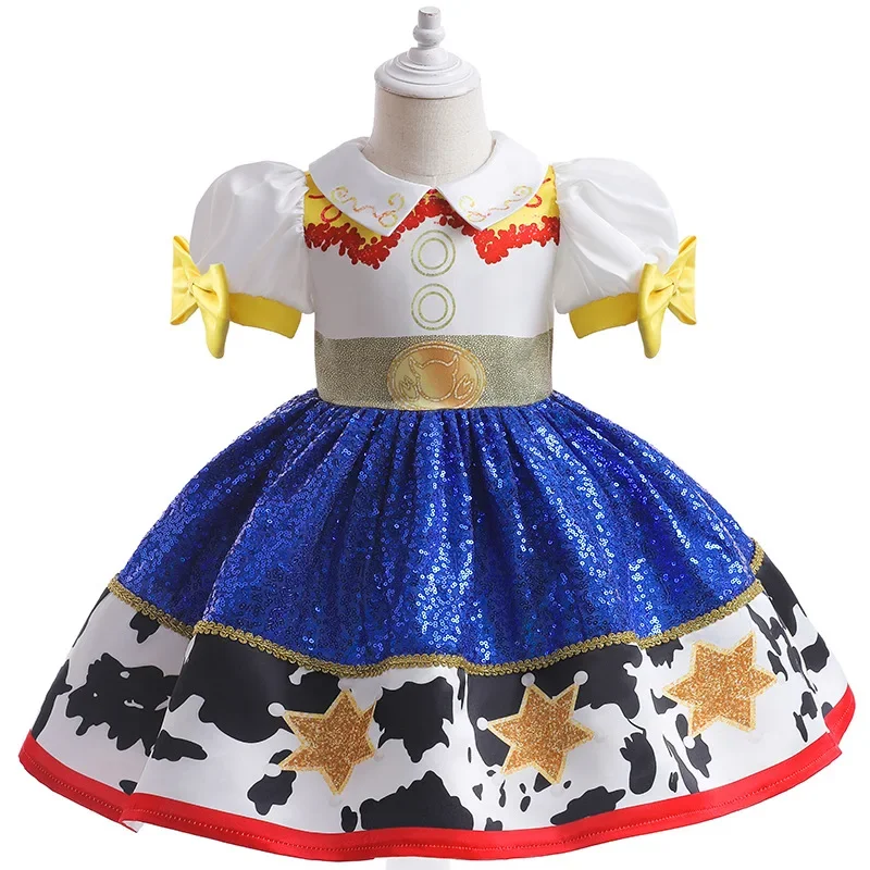 Buzz Lightyear Dress Jessie Girls Cartoon Cow Frocks Halloween Clothes Party Toy Story Vestidos Cosplay Kids Costume