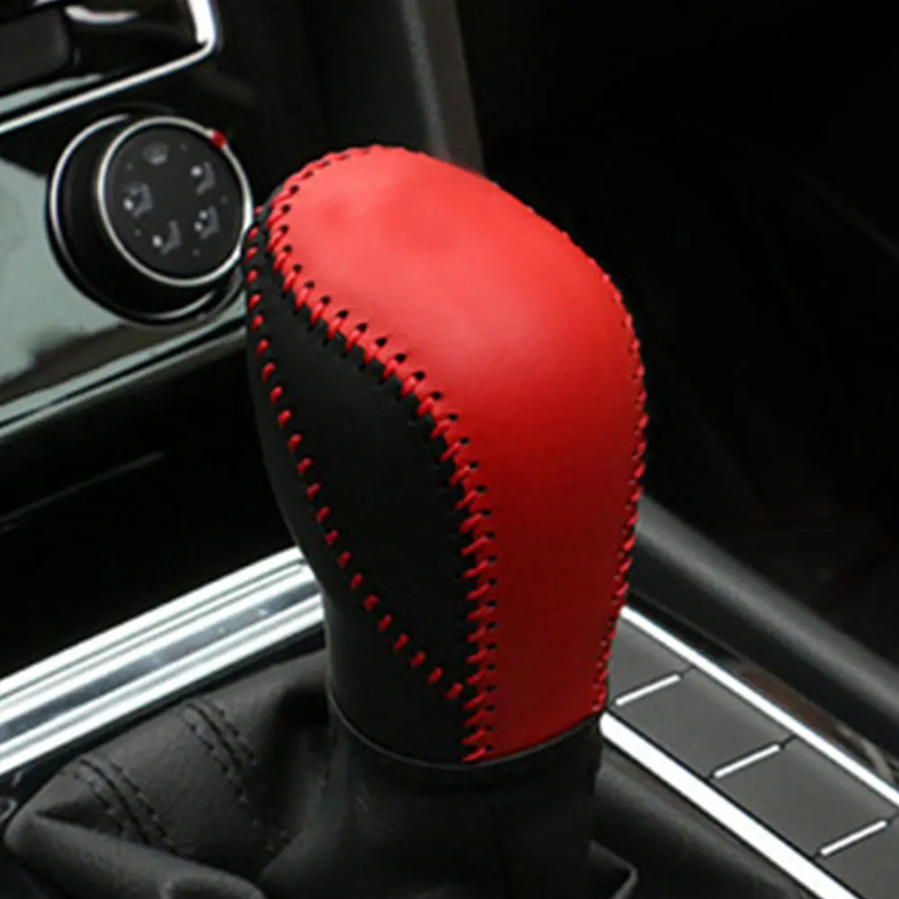 Leather Car Gear Shift Knob Cover Gear Collars for Volkswagen VW Polo Tiguan Golf 5 6 7 Mk7 Passat B5 B6 B7 CC Jetta AT