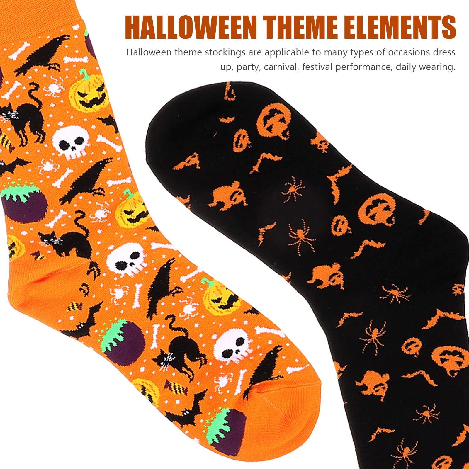 

Pumpkin Skull Cotton Socks Long Knee High Stockings For Women Men Halloween Costume Party Carnival Festival Wear